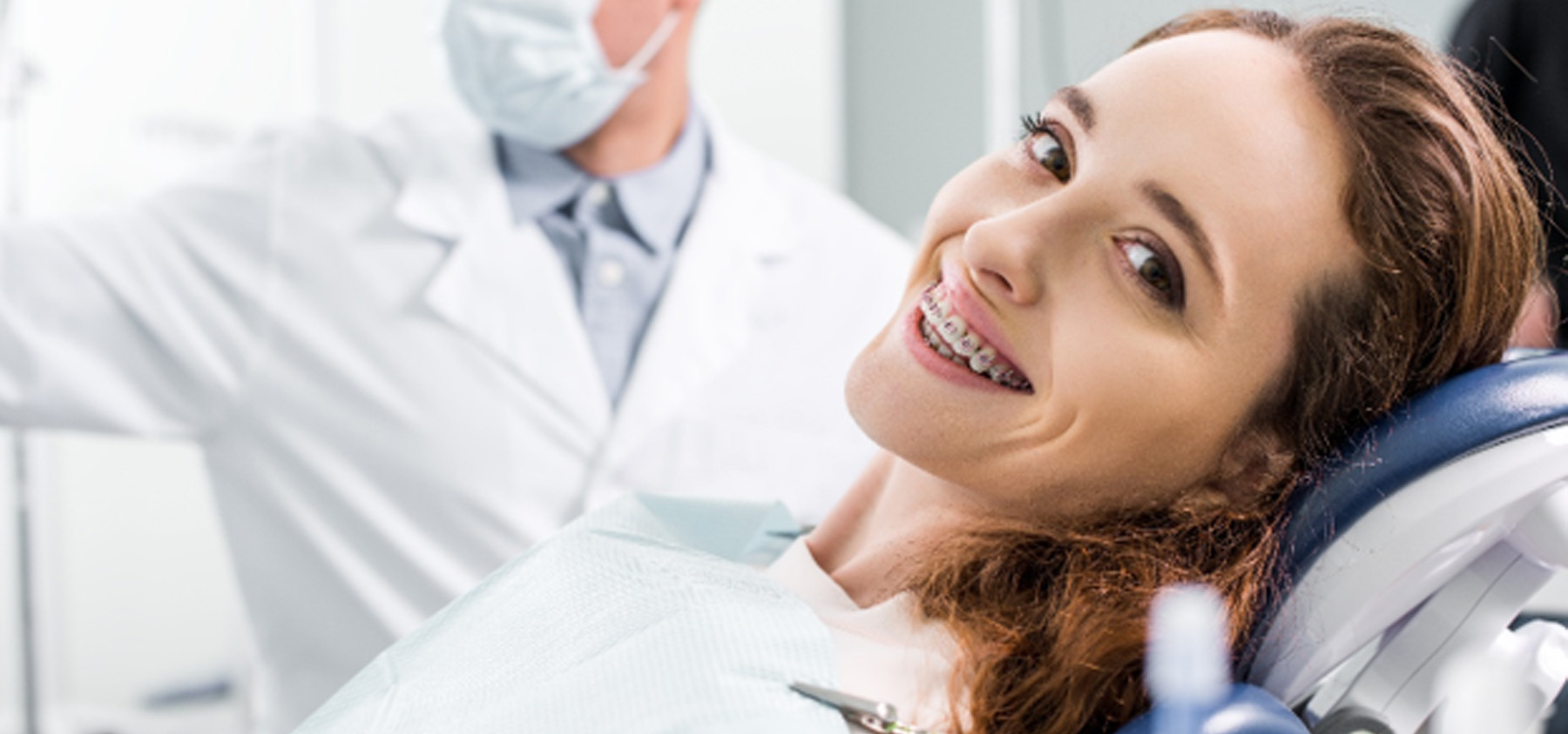 A young woman at the orthodontist’s office