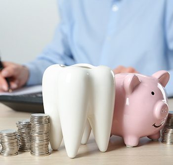 Piggy bank and coins