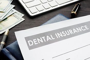 Close-up of header on dental insurance document