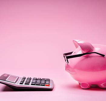 Piggy bank and calculator