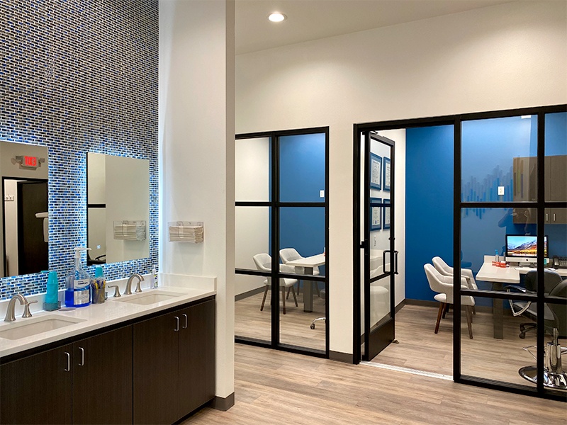 Row of orthodontic treatment chairs